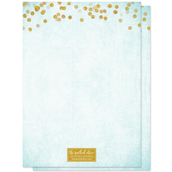 Aqua Blue & Gold Confetti Sweet 16 Invitations by The Spotted Olive - Back