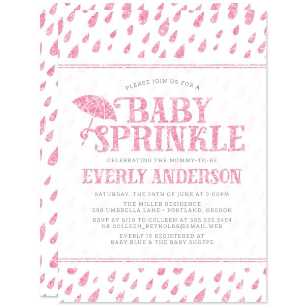 Baby Shower Invitations - Pink Baby Sprinkle - The Spotted Olive