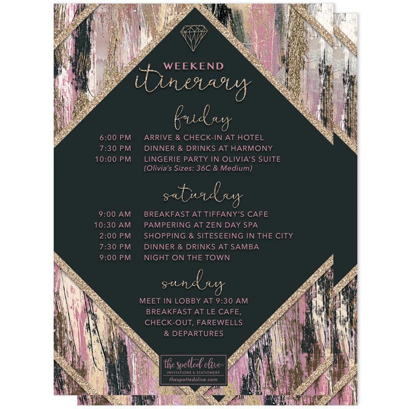 Modern Brushstrokes Bachelorette Weekend Invitations by The Spotted Olive - Back