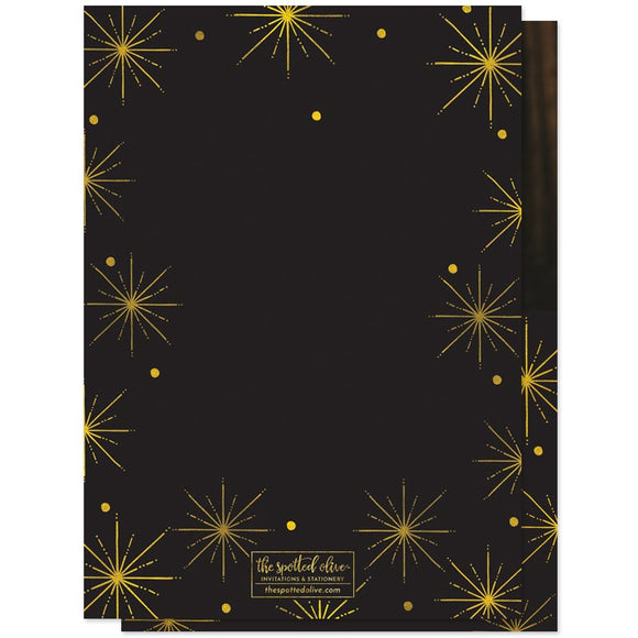 Black & Gold Bursts New Year Photo Cards by The Spotted Olive