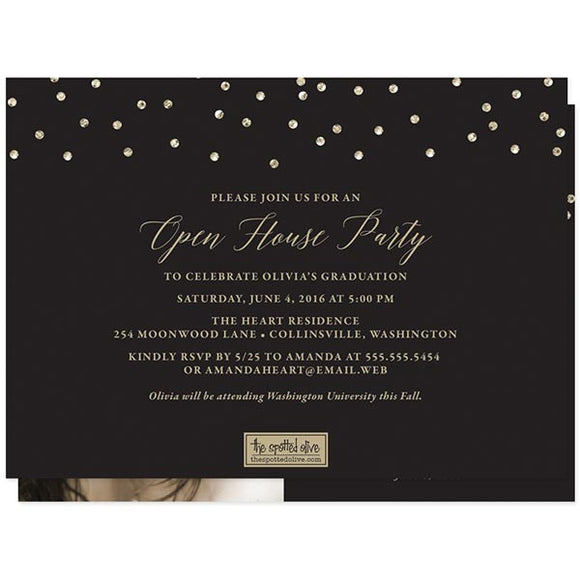 Black & Gold Glitter Graduation Announcements - Class of 2016 by The Spotted Olive