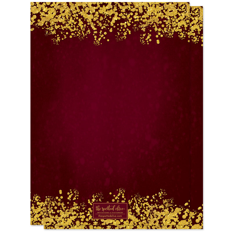 Red & Gold Confetti Holiday Party Invitations by The Spotted Olive - Back
