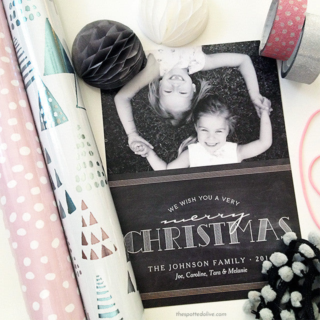 Chalkboard Merry Christmas Holiday Photo Cards by The Spotted Olive - Scene