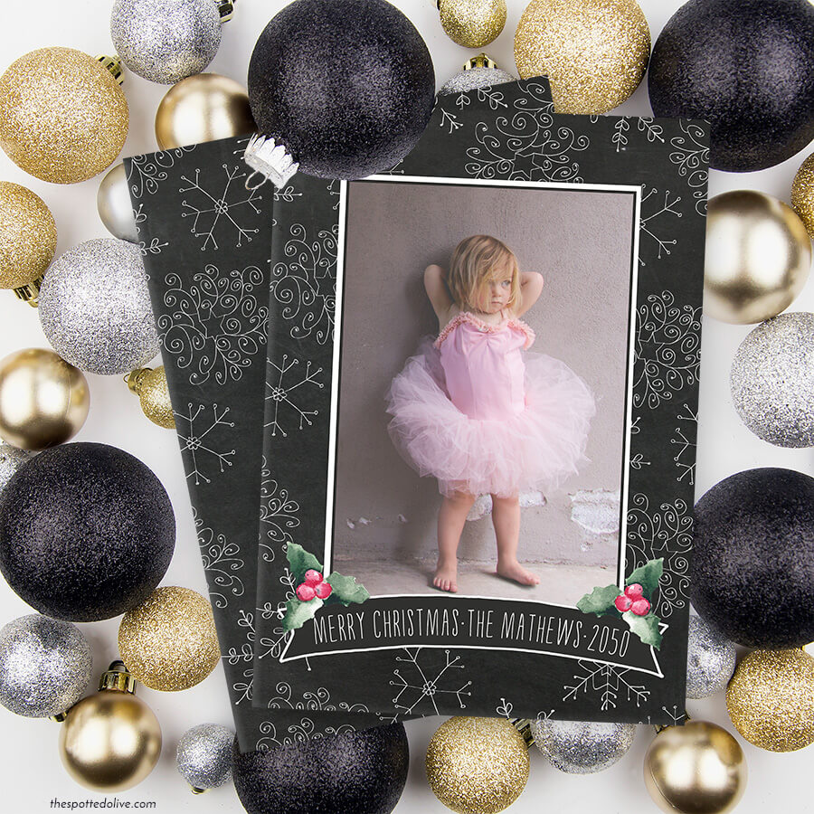 Chalkbaord Snowflakes Holiday Photo Cards by The Spotted Olive - Scene