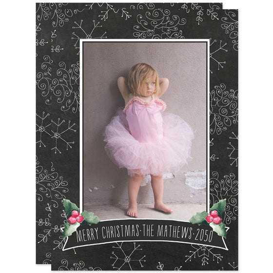 Chalkbaord Snowflakes Holiday Photo Cards by The Spotted Olive