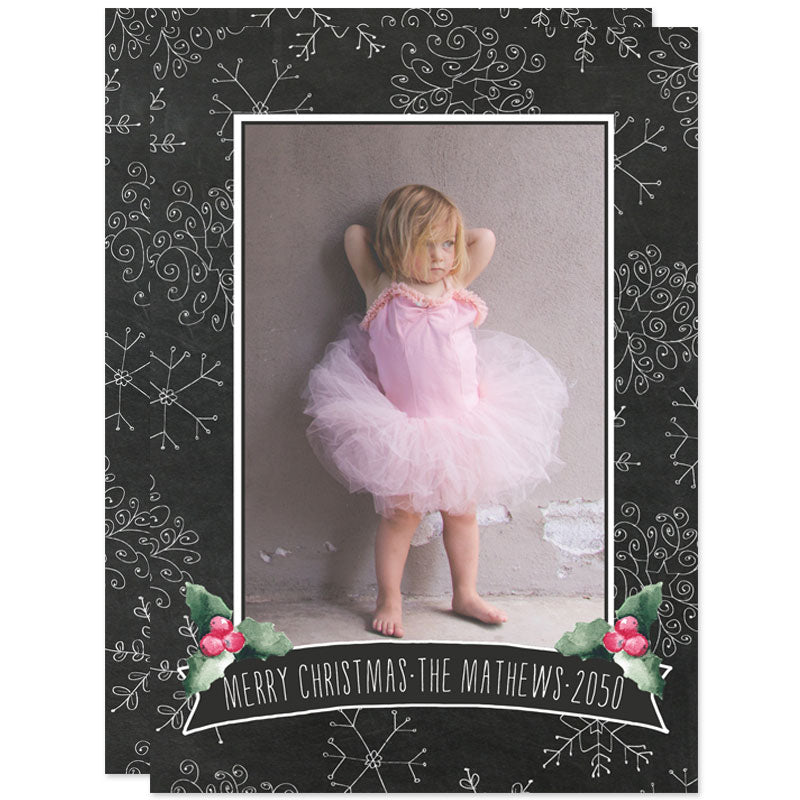 Chalkbaord Snowflakes Holiday Photo Cards by The Spotted Olive