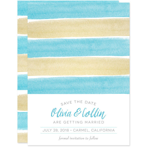 Charming Seaside Stripes Save The Date Cards