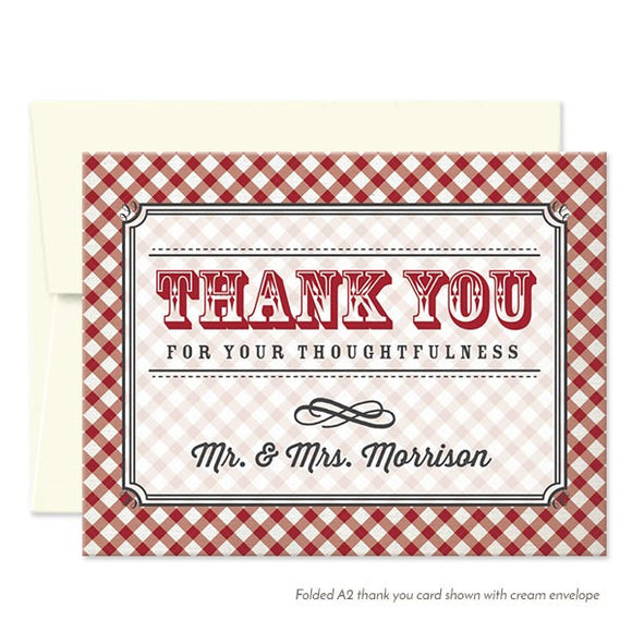 Country Gingham Thank You Cards by The Spotted Olive