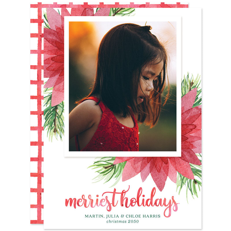 Floral Merriest Holidays Holiday Photo Cards by The Spotted Olive