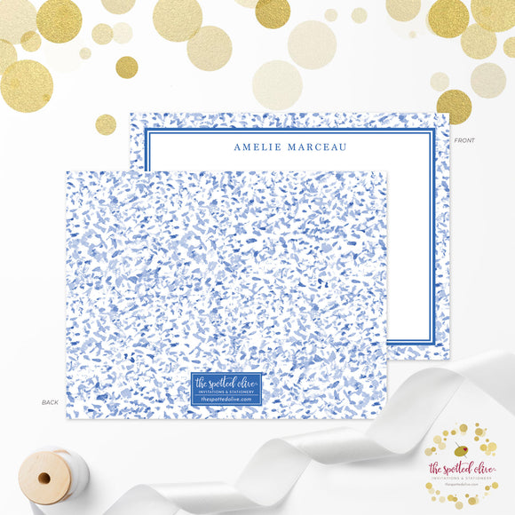 French Blue Stipple Personalized Note Cards by The Spotted Olive