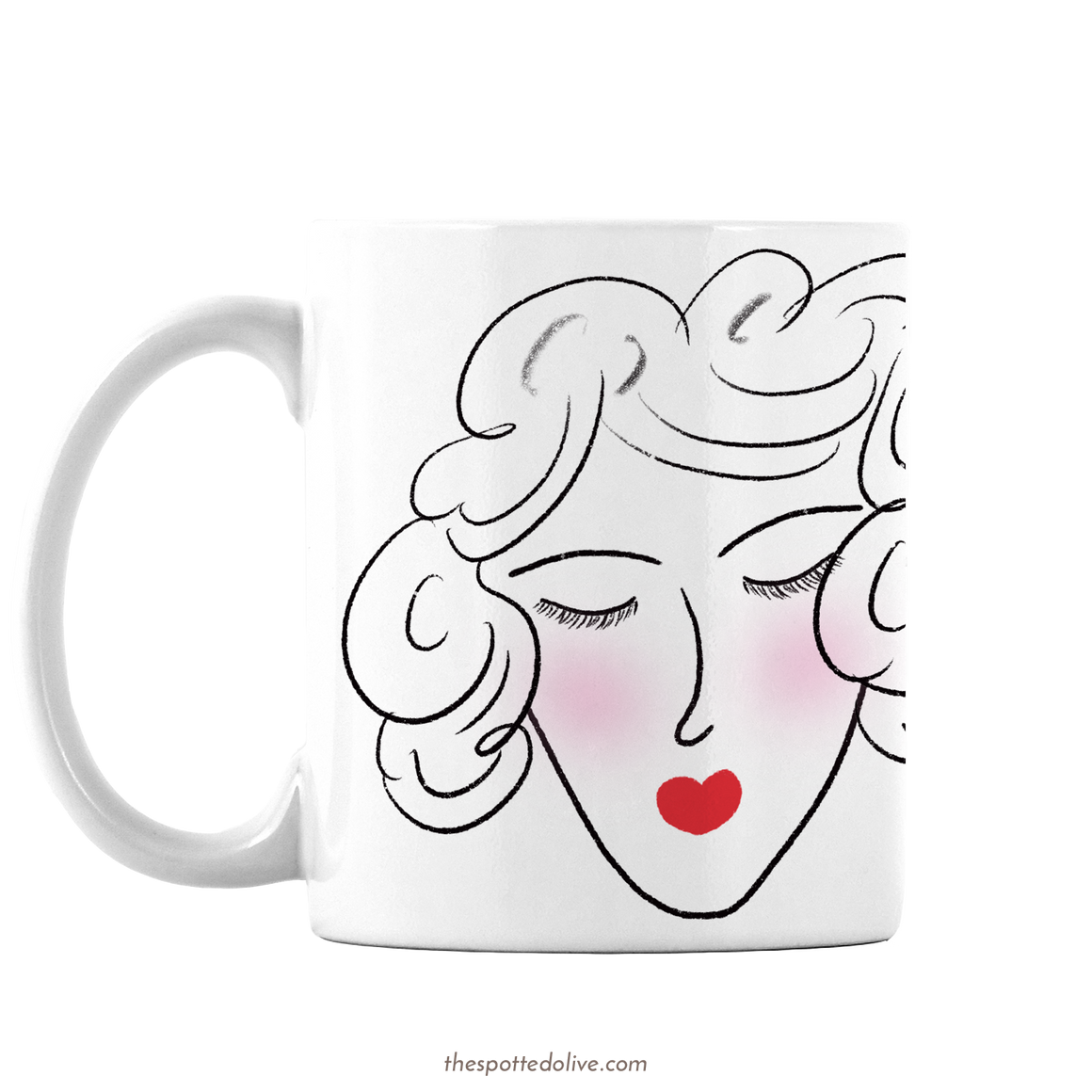 French Willing Heart Coffee Mug By The Spotted Olive - Left