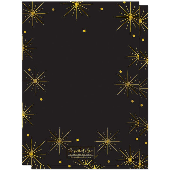 Black & Gold Burst New Year's Eve Party Invitations by The Spotted Olive