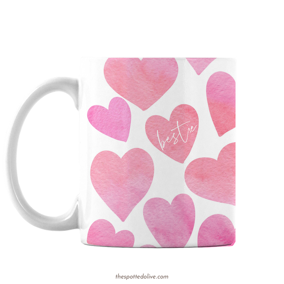 Happy Hearts Bestie Mug by The Spotted Olive - Left