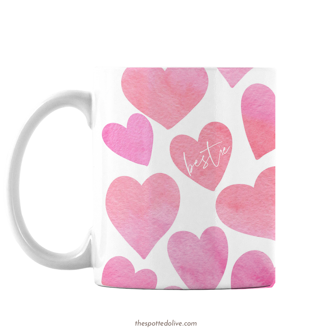 Happy Hearts Bestie Mug by The Spotted Olive - Left
