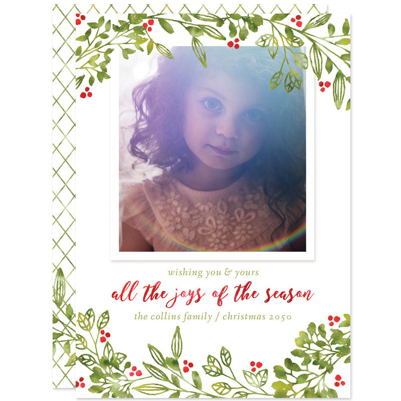 Leafy Joys Holiday Photo Cards by The Spotted Olive