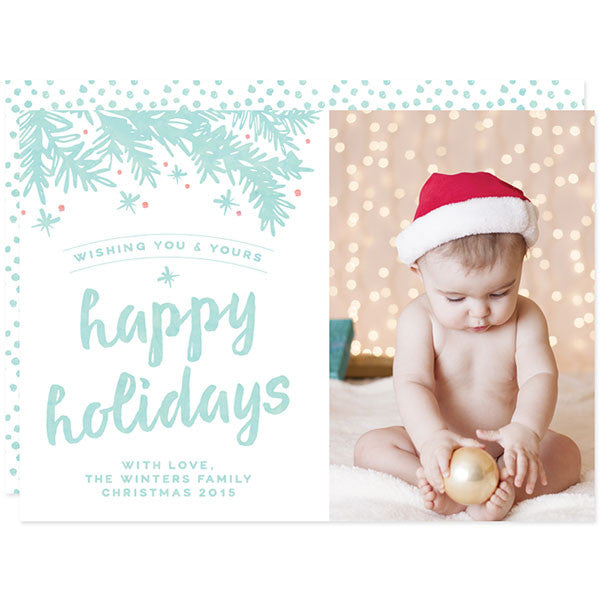 Modern Branches Happy Holidays Christmas Photo Cards by The Spotted Olive
