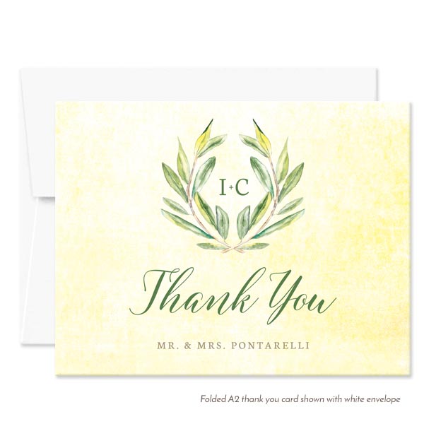 Olive Branch Personalized Thank You Cards by The Spotted Olive - White Envelope