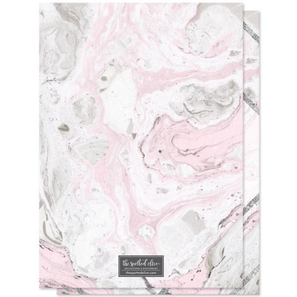 Pink & Gray Marble Bridal Shower Invitations by The Spotted Olive