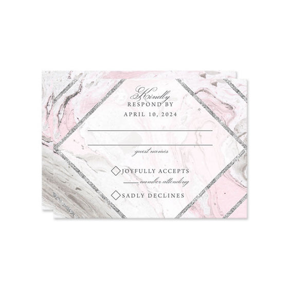 Pink & Gray Marble RSVP Cards by The Spotted Olive