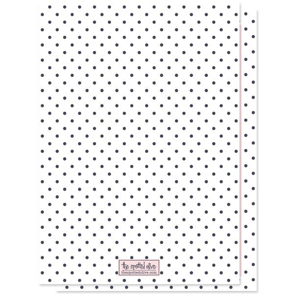 Pink & Navy Polka Dots Bridal Shower Invitations by The Spotted Olive back