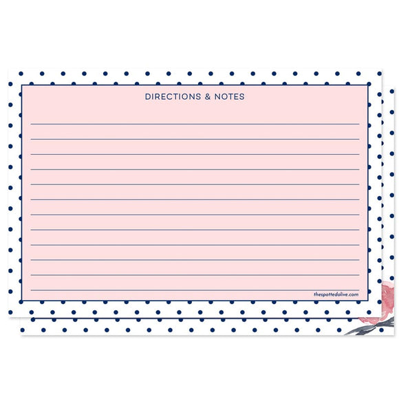 Pink & Navy Polka Dots Personalized Recipe Cards by The Spotted Olive
