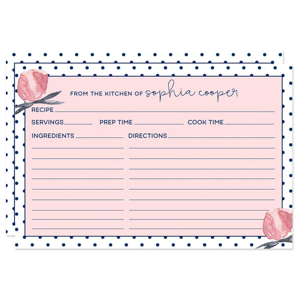 Personalized Recipe Cards - Pink & Gold Confetti