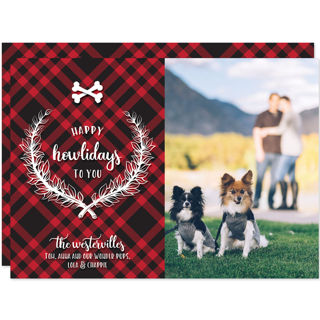 Plaid Happy Howlidays Holiday Photo Cards by The Spotted Olive