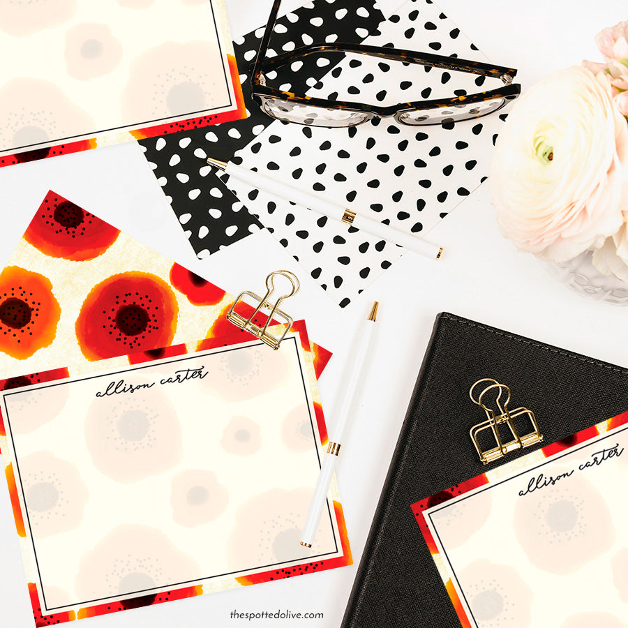 Poppy Love Personalized Note Cards by The Spotted Olive - Scene