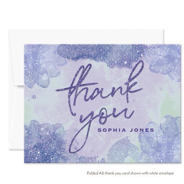 Purple & Blue Pixie Dust Thank You Cards by The Spotted Olive - White Envelopes