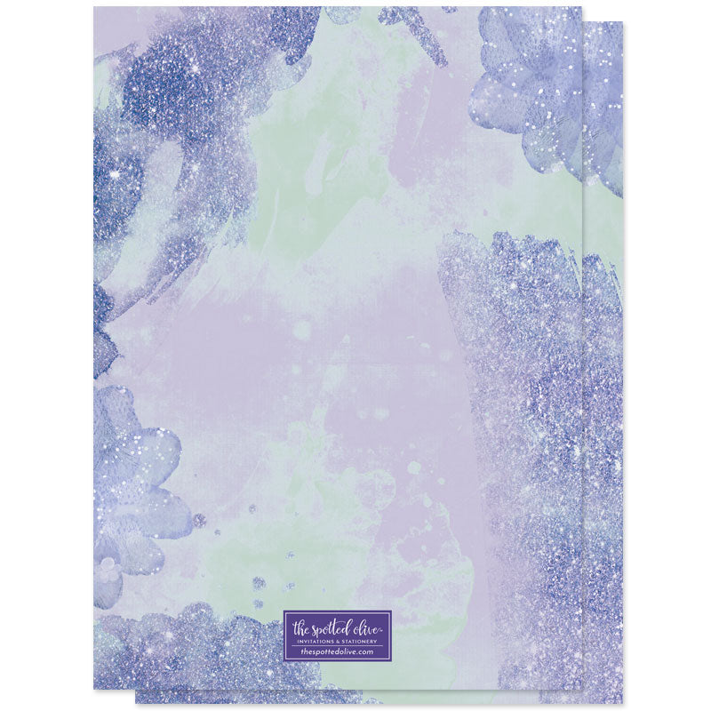 Purple & Blue Pixie Dust Sweet Sixteen Invitations by The Spotted Olive - Back
