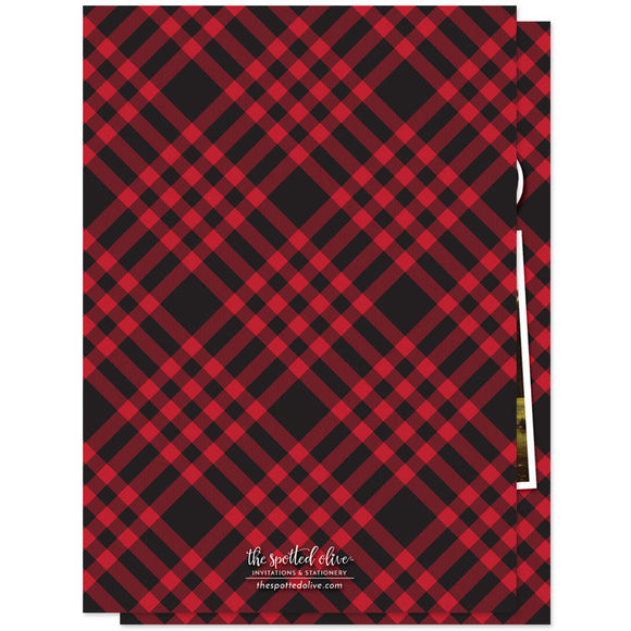 Rustic Red & Black Plaid Christmas Photo Cards by The Spotted Olive