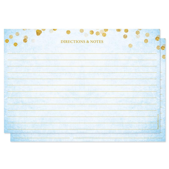 Sky Blue & Gold Confetti Recipe for the Bride Cards by The Spotted Olive