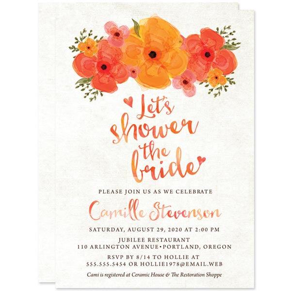 Summer Garden Floral Bridal Shower Invitations by The Spotted Olive
