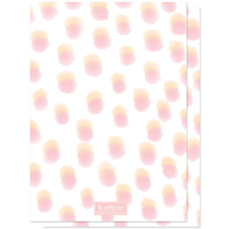 Pink & Peach Sweet Watercolor Dots Birth Announcements - Back
