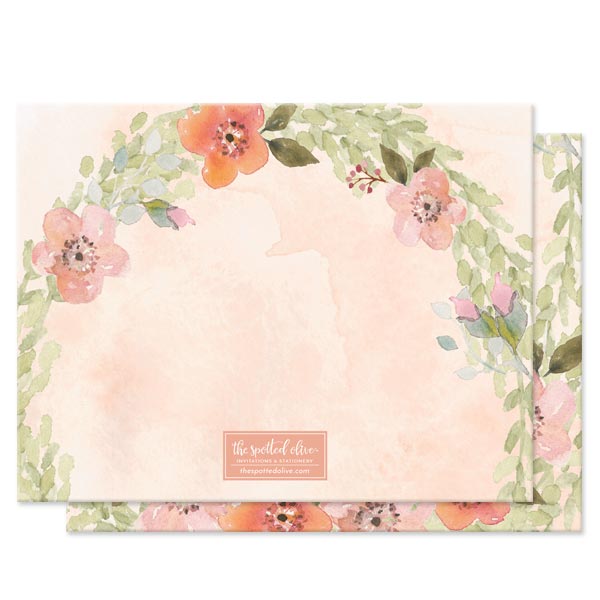 Sweet Woodland Floral Personalized Note Cards by The Spotted Olive - Back