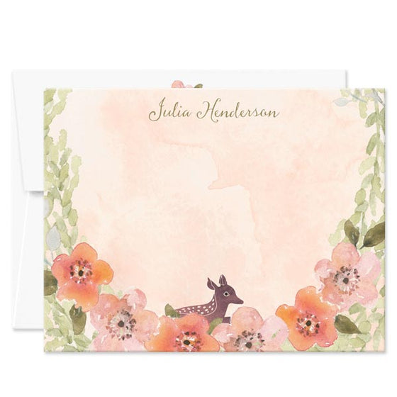 Sweet Woodland Floral Personalized Note Cards by The Spotted Olive - Envelope