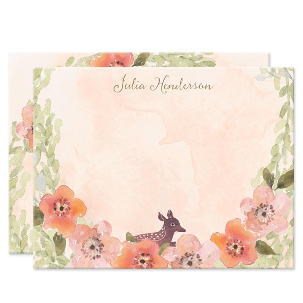 Sweet Woodland Floral Personalized Note Cards by The Spotted Olive