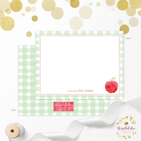 Personalized Note Cards - Apple for Teacher