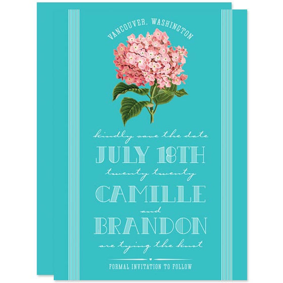 Vintage Hydrangea Save The Date Cards by The Spotted Olive