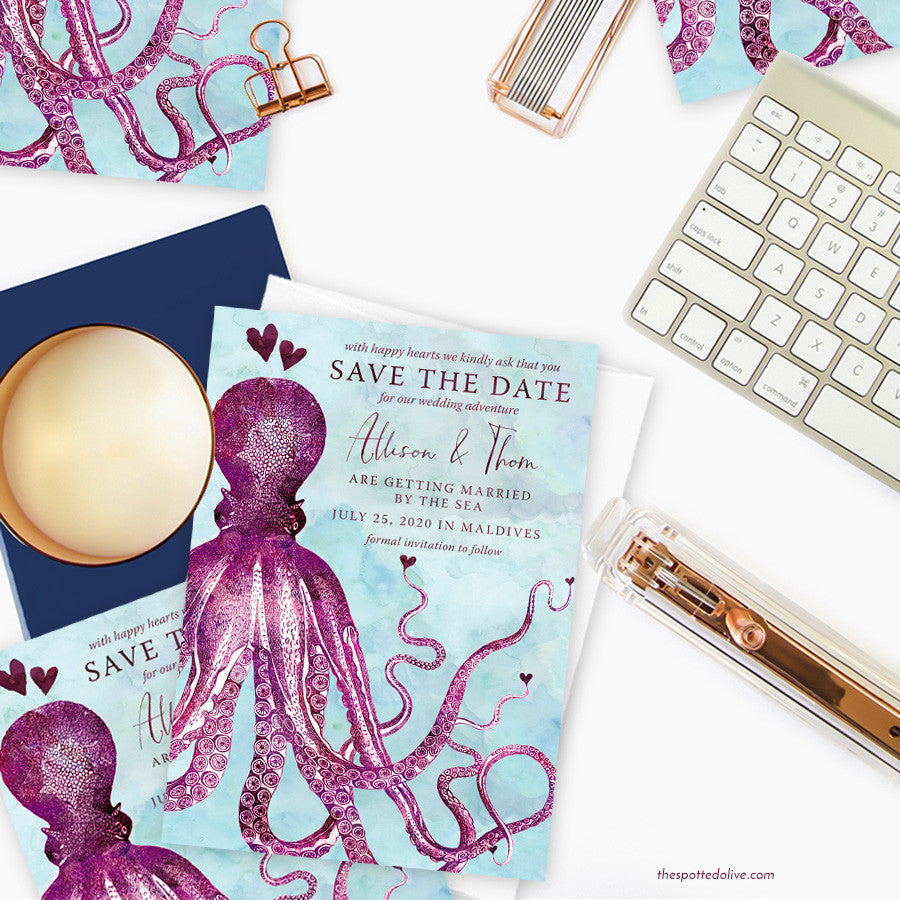 Vintage Octopus Save the Dates by The Spotted Olive - Scene