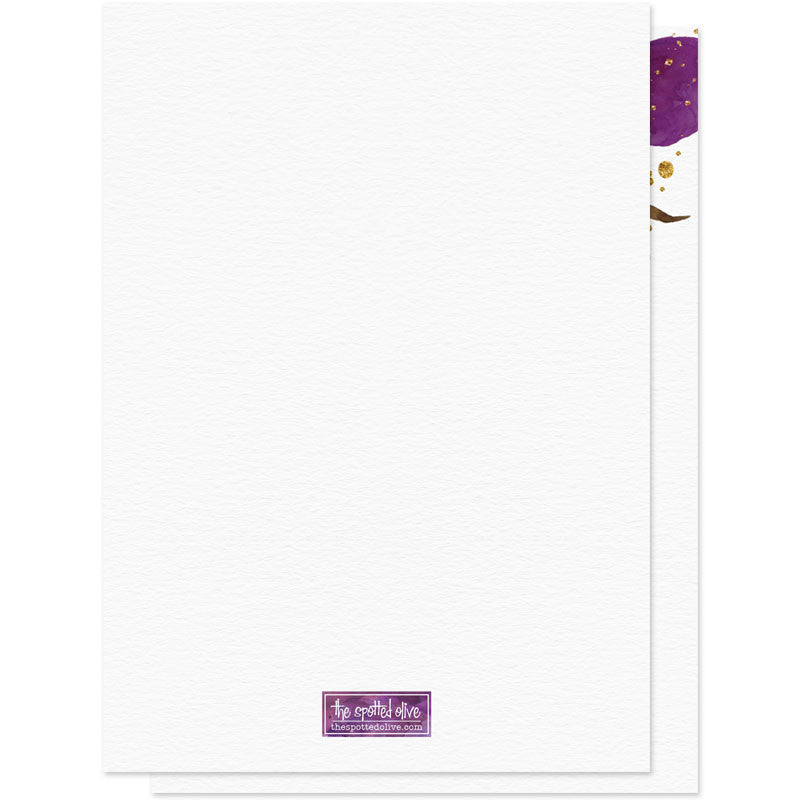Violet Water Color Floral Save The Date Cards - Back