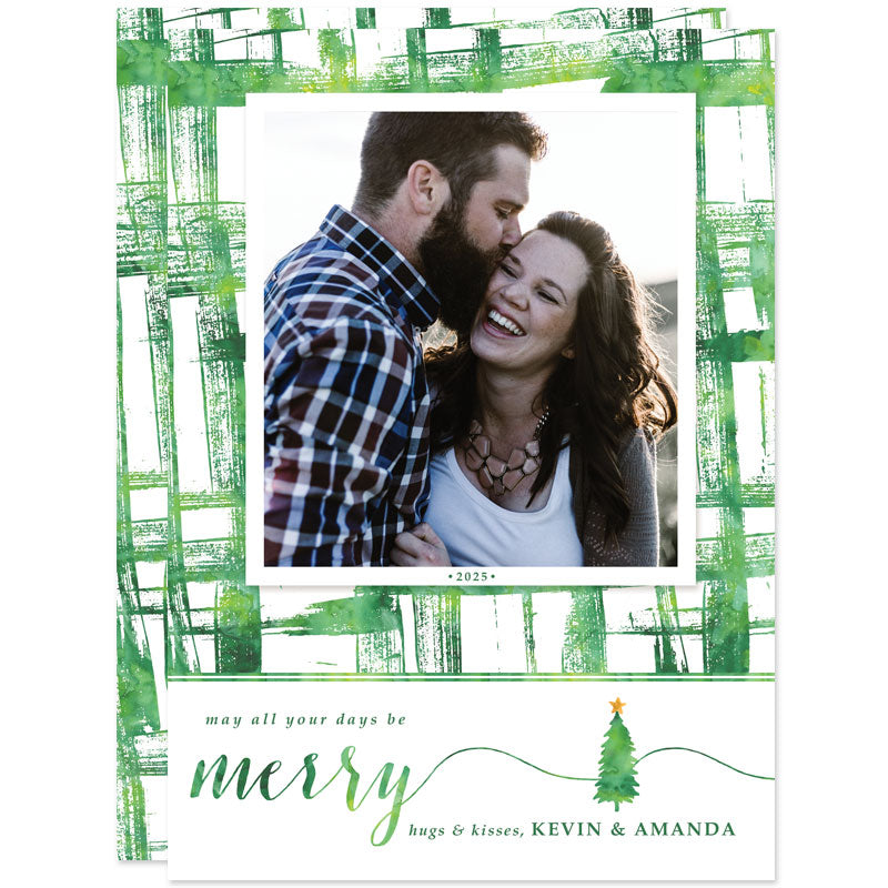 Watercolor Brushstrokes Holiday Photo Cards by The Spotted Olive