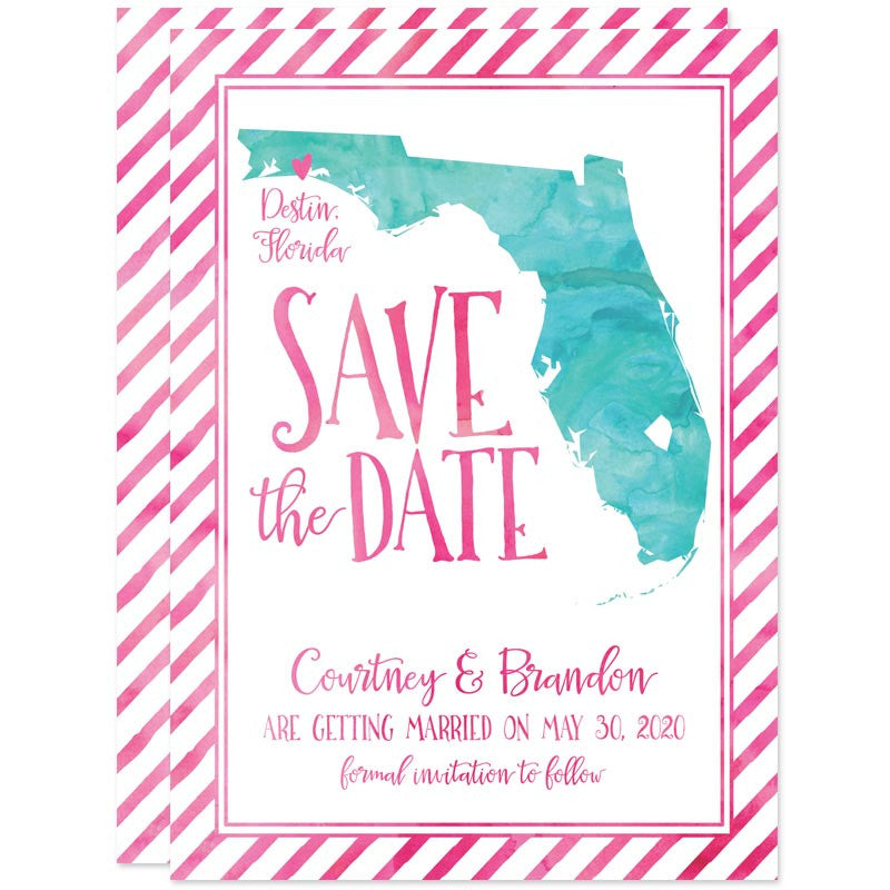 Watercolor Florida Shape Save The Dates by The Spotted Olive