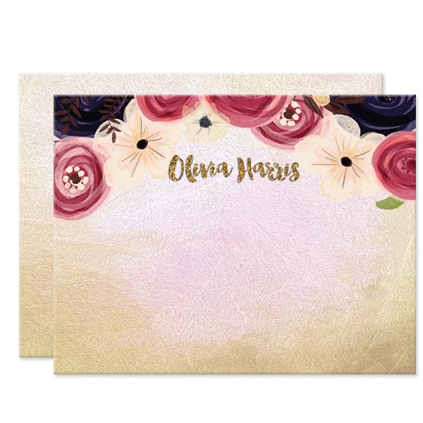 Watercolor Flowers Personalized Note Cards by The Spotted Olive