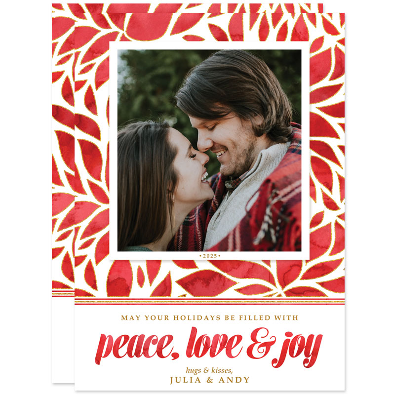 Watercolor Poinsettia Holiday Photo Cards by The Spotted Olive