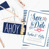 Nautical Modern Calligraphy Save The Date Cards by The Spotted Olive