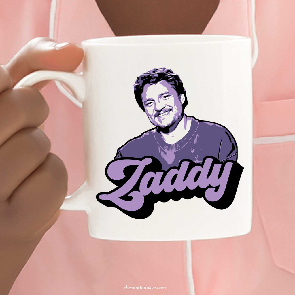 Pedro Pascal Zaddy Mug by The Spotted Olive insitu