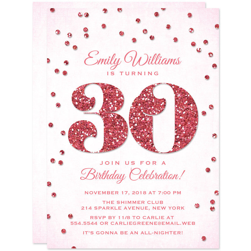 30th Birthday Party Invitations - Glitter Look Confetti - The Spotted Olive - 4