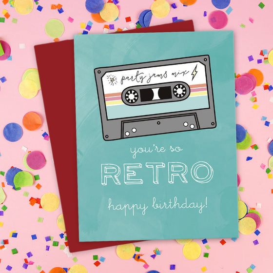 You’re So Retro Mix Tape Birthday Card by The Spotted Olive - Scene