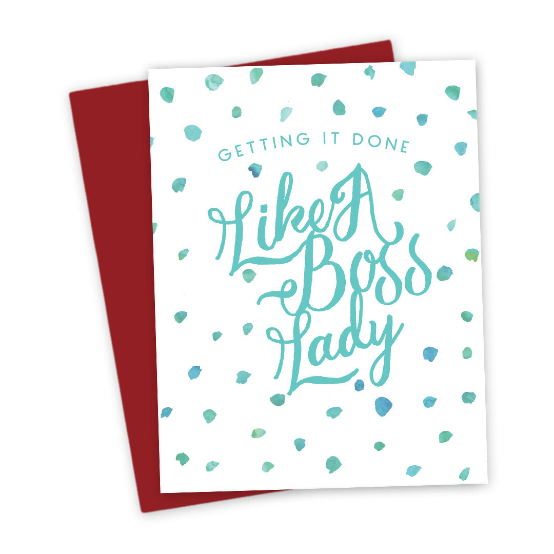 Like A Boss Lady Friendship Card by The Spotted Olive (Teal) - Scene